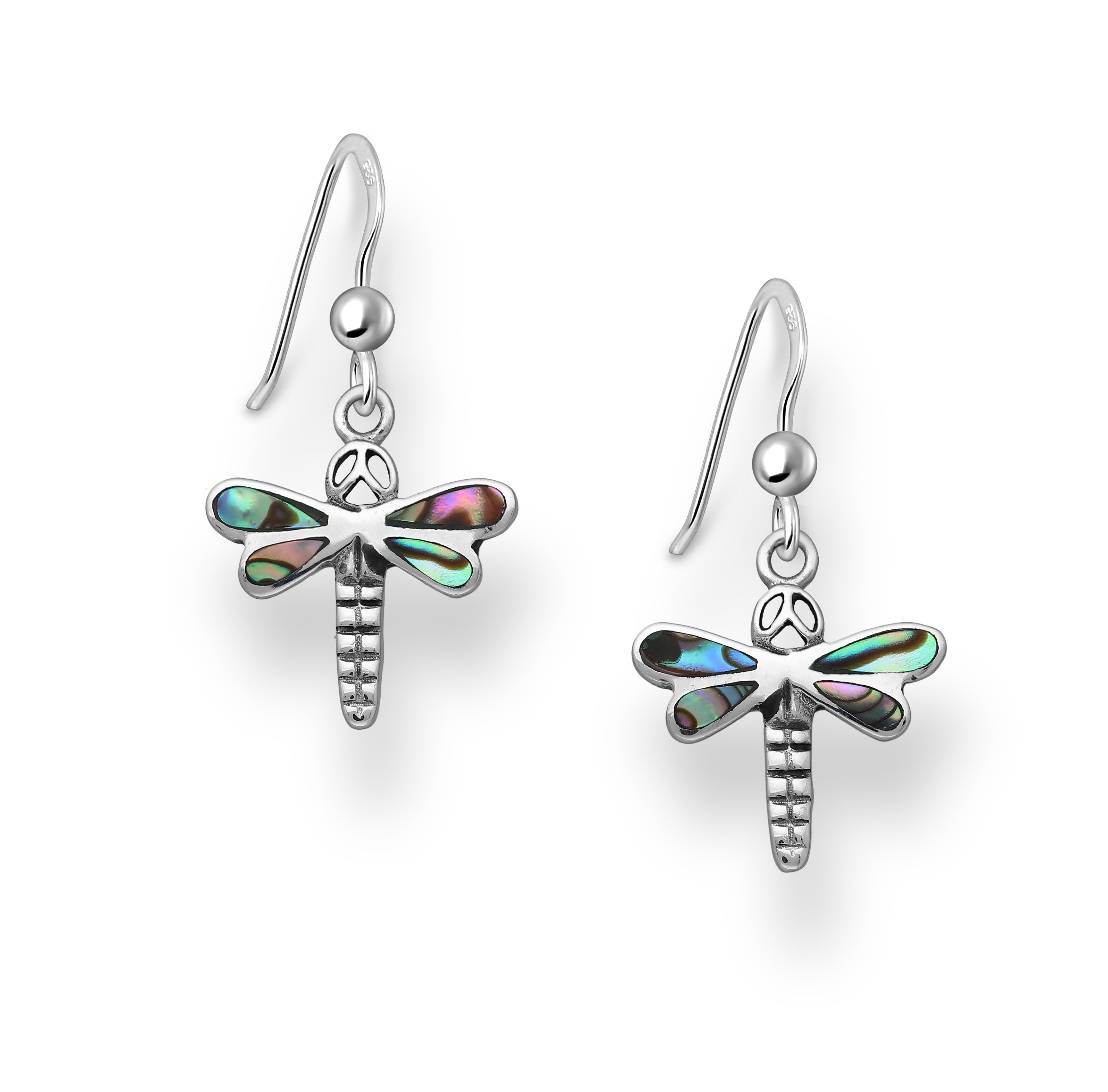 925 Sterling Silver Oxidized Dragonfly Hook Earrings