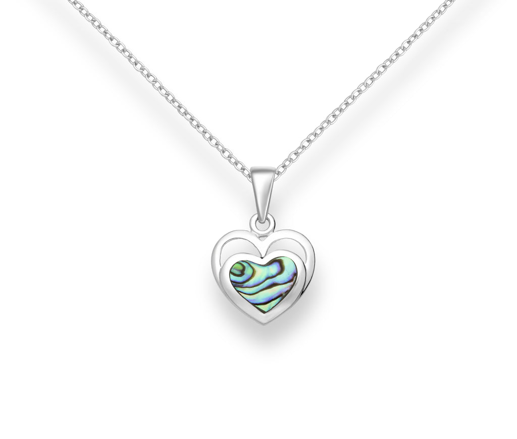 925 Sterling Silver Heart Abalone Pendant