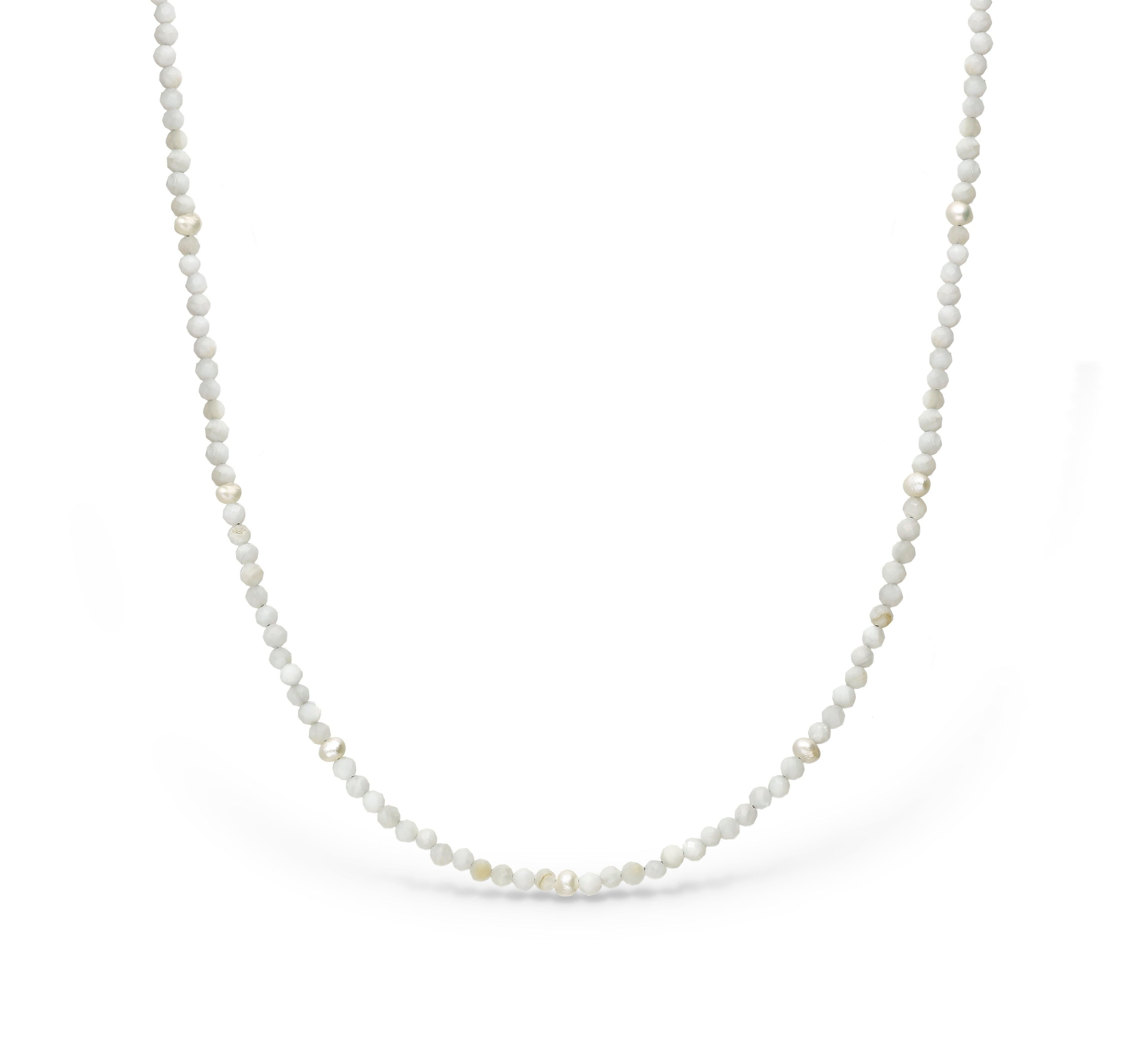925 Sterling Silver Beaded Pearl Necklace