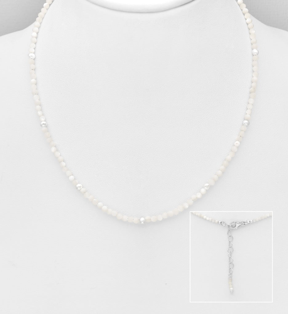 925 Sterling Silver Beaded Pearl Necklace