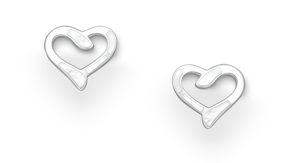 925 Sterling Silver Heart Push-Back Earrings