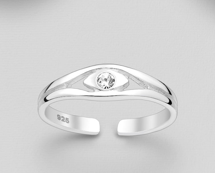 925 Sterling Silver Adjustable Eye Toe Ring