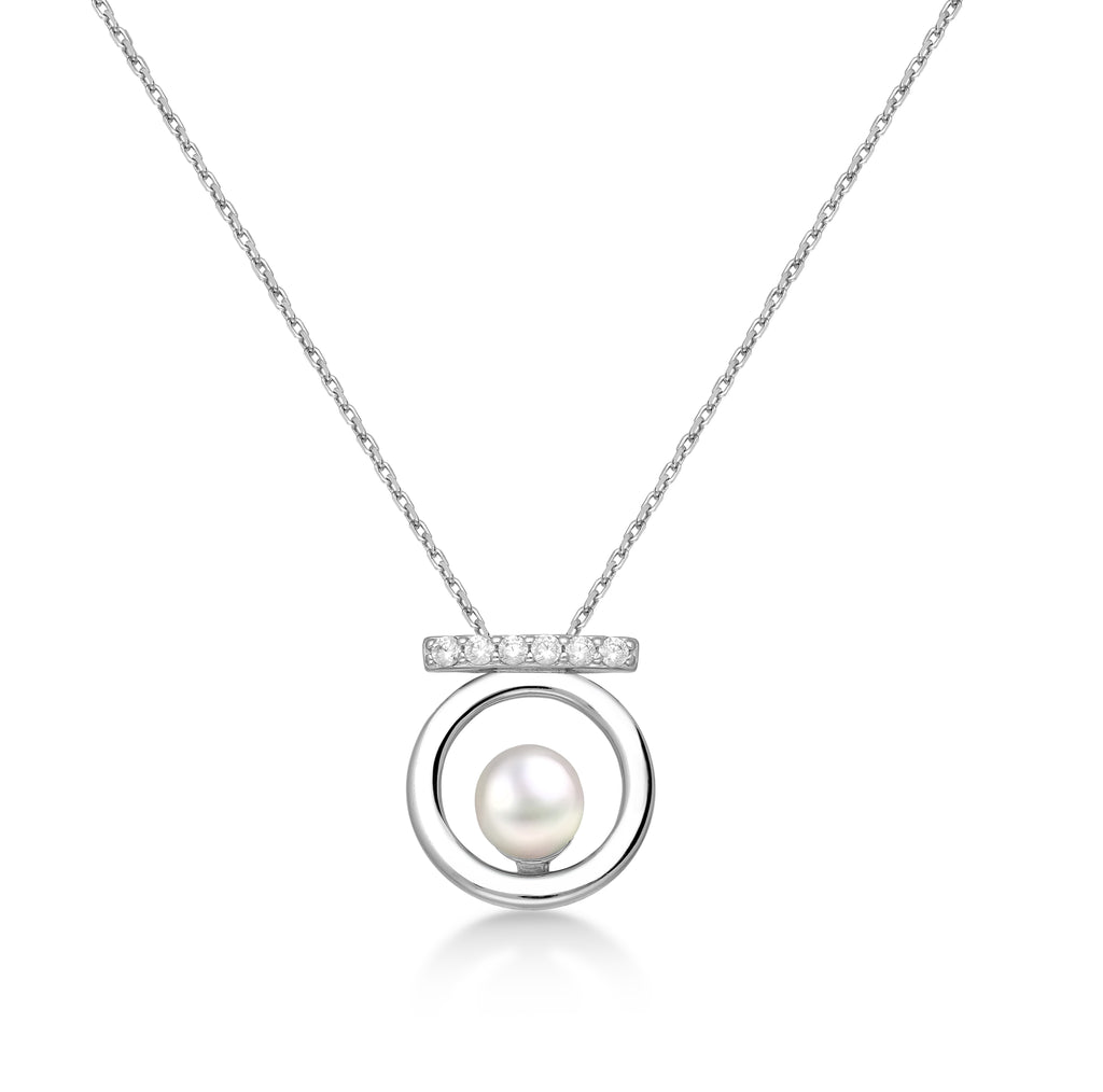925 Sterling Silver Circle and Bar Necklace