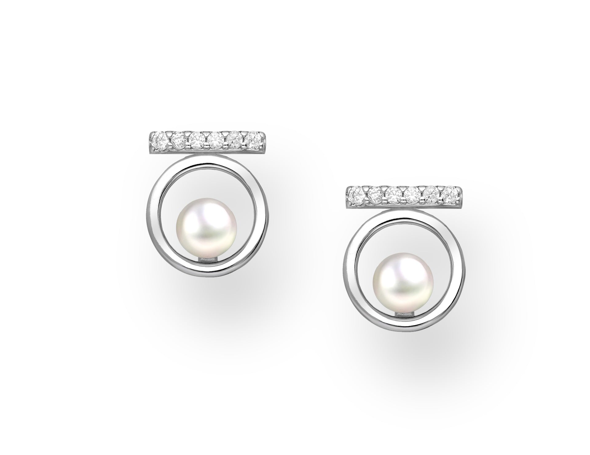 925 Sterling Silver Circle and Bar Push-Back Earrings